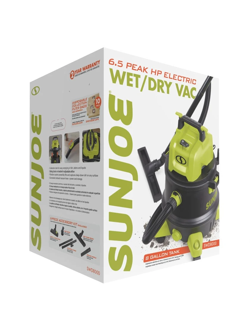 Sun Joe® 8-Gal 1200W 6.5 Pk HP Wet/Dry Shop Vac, HEPA,w/Cleaning Attachments - Image 4